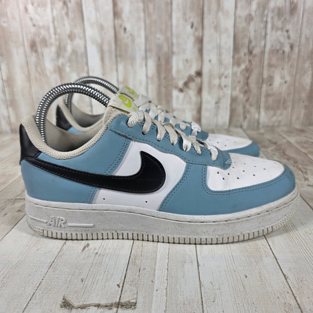 Nike Air Force‎ 1 Low GS White Sky Blue Black Swoosh Sneakers wmns. 7